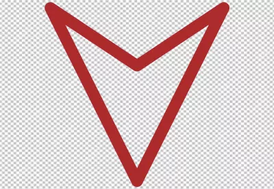 Red chevron symbol pointing downwards against a black background