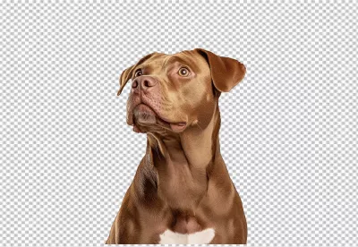 Adorable Brown Pitbull Dog Looking Up with Curious Eyes in Studio image