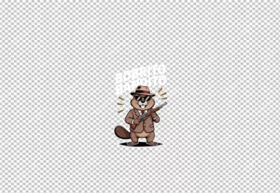 Humorous Bobrito Bandito Cartoon Beaver Character Holding a Shotgun Illustration image