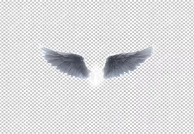 Ethereal Angel Wings with Radiant White Glow on Transparent Background image