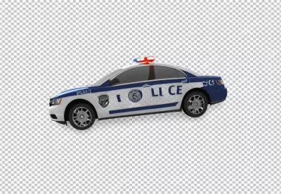 Modern Police Patrol Car Sedan with Emergency Lights Isolated on White Background image