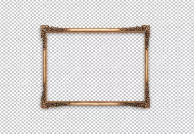 Elegant Antique Gold Ornate Picture Frame with Intricate Carvings Transparent PNG image