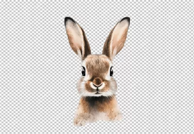 Adorable Watercolor Rabbit Head Clipart for Easter and Spring Designs image