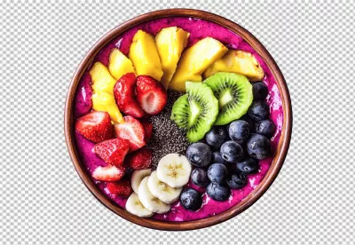 Delicious Fruit Smoothie Bowl with Fresh Berries and Tropical Fruits image