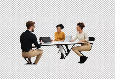 Diverse Business Professionals Collaborating on Laptops in a Modern Meeting image