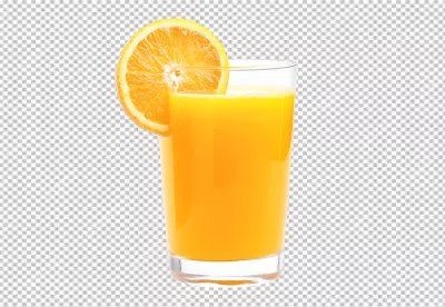 Refreshing Glass of Natural Orange Juice with Fresh Slice PNG for Design image