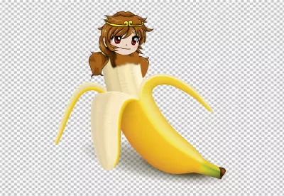 Whimsical Anime Character with Golden Circlet Emerging from Peeled Banana image