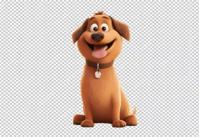 Happy Cartoon Dog Smiling with Tongue Out. Cute Pet Animal Character. image