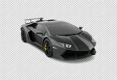 Sleek Dark Grey Lamborghini Aventador Supercar with Striking Yellow Brake Calipers image
