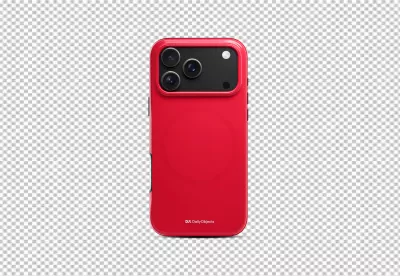 Vibrant Red Smartphone Case with Triple Camera System on Black Background image