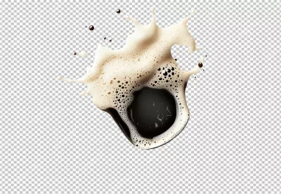 Dynamic Dark Beer Splash with Rich Foam Effect PNG image
