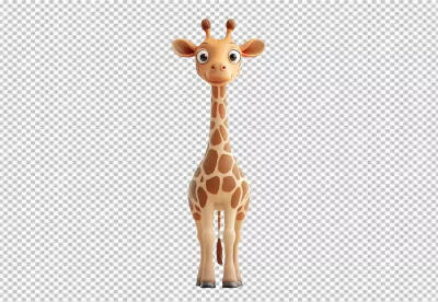 Cute 3D Cartoon Giraffe Character Standing with Friendly Expression PNG Image image
