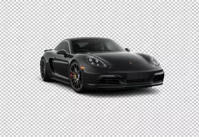 Powerful Black Porsche Sports Car with Red Calipers on Pristine White Background image