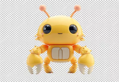 Adorable 3D Rendered Yellow Crab Character for Playful Kids' Designs image