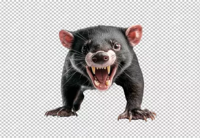 Dynamic Tasmanian Devil Roaring Aggressively with Sharp Teeth PNG Cutout image