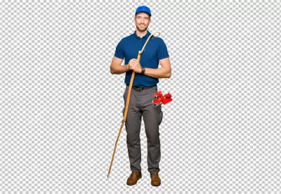 Happy Professional Man in Blue Uniform Holding Snake Hook and Safety Gear image