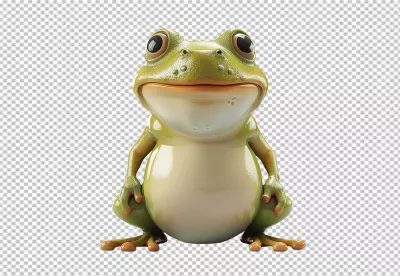 Adorable 3D Green Frog Sitting Smiling Digital Art image