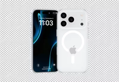 Transparent MagSafe Case on Modern iPhone 15 Pro Max with Dynamic Island Display image