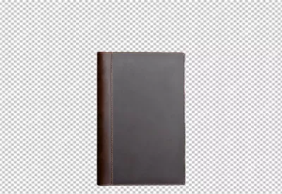 Elegant Dark Brown Leather Journal with Textured Spine on White Background image
