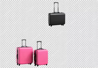 Modern Hardshell Luggage Set: Sleek Black and Vibrant Pink Suitcases for Stylish Travel image