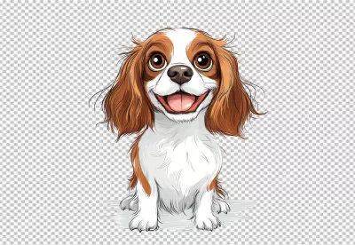 Adorable Happy Cavalier Spaniel Puppy Smiling Vector Illustration image
