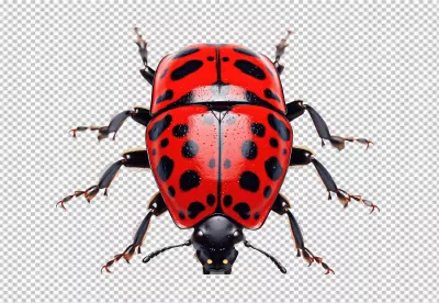 Vibrant Red Ladybug Insect Close-Up PNG Cutout for Nature Projects image