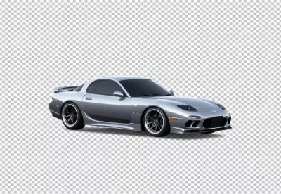 Sleek Silver Classic Japanese Sports Car with Performance Wheels on White Background image