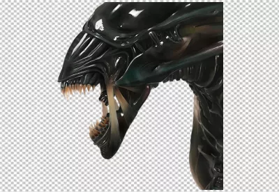 Sci-Fi Xenomorph Creature Head with Sharp Teeth and Glossy Exoskeleton