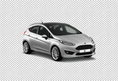 Sleek Silver Ford Fiesta Hatchback with Black Roof on White Background image