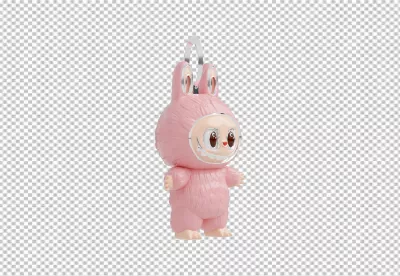 Adorable Pink Fluffy Bunny Monster Collectible Toy Figure with Expressive Eyes image