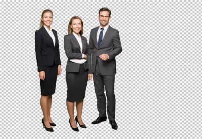 Diverse Team of Smiling Business Professionals Posing Confidently in Formal Attire image