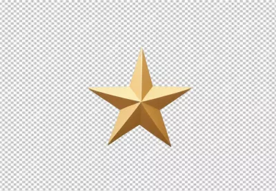 Shining Golden 3D Star Icon for Excellence and Achievement on White Background image
