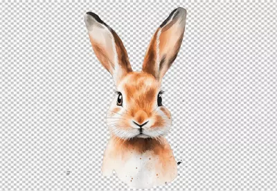 Adorable Watercolor Rabbit Illustration for Festive Easter and Spring Designs image