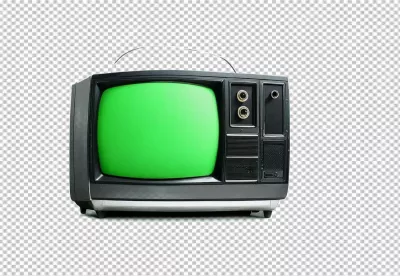 Retro Portable Television with Green Screen Display for Vintage Media Content image