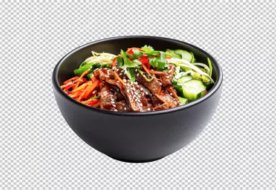 Delicious Asian Beef Bowl with Fresh Vegetables Healthy Lunch Dinner Meal image