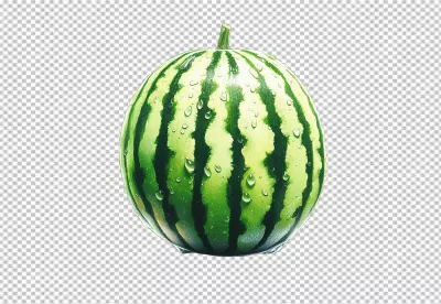 Fresh Whole Watermelon with Refreshing Water Droplets Healthy Summer Fruit image