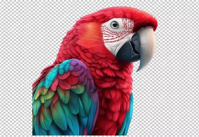 Vibrant Close-up of a Colorful Macaw Parrot with Red, Blue, and Green Feathers image