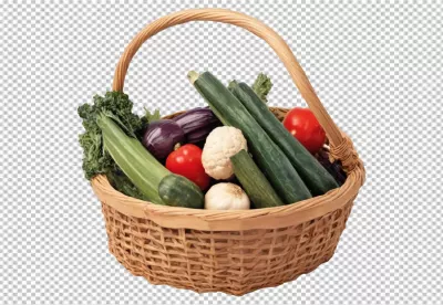 Assortment of Colorful Healthy Farm Fresh Organic Produce in Wicker Basket image