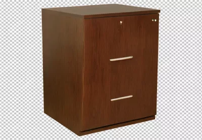 Stylish Dark Wood Two-Drawer Filing Cabinet with Silver Handles for Office Storage image