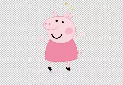 Cute Peppa Pig Cartoon Character Dancing Happily with Playful Sparkles image