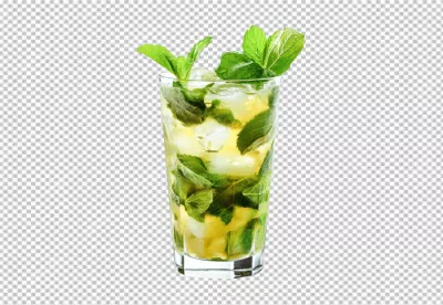 Refreshing Mint Mojito Cocktail with Ice and Fresh Leaves in Tall Glass image