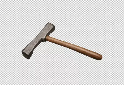 Classic Hammer with Wooden Handle and Metal Head Isolated on White Background image