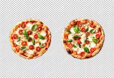 Classic Italian Margherita Pizza with Fresh Basil and Tomatoes PNG image