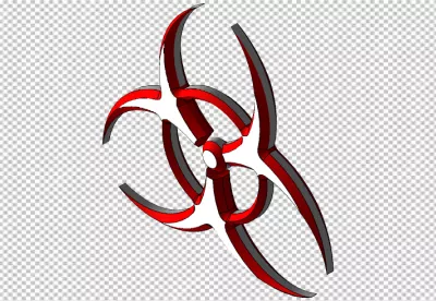 Abstract 3D Render of a Red and White Biohazard Warning Symbol image