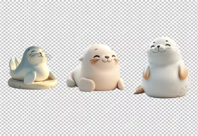 Cute Happy Cartoon Seals Set Playful Marine Animals for Fun Designs image