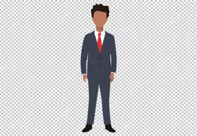 Professional Businessman in Navy Blue Suit and Red Tie Flat Vector Illustration image