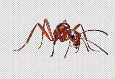 Vibrant Red Ant Close-up PNG for Insect and Nature Designs image