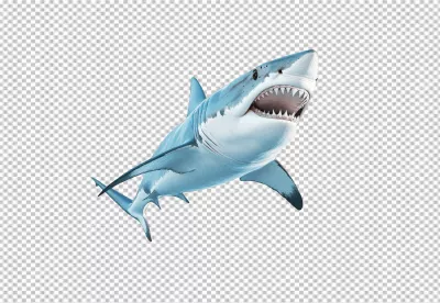 Realistic Great White Shark with Open Mouth and Sharp Teeth image