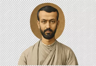 Reverent Portrait of a Spiritual Man with Golden Halo and Dark Beard in Robes image