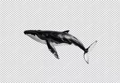 Majestic Humpback Whale Swimming in Black and White for Marine Life Design image
